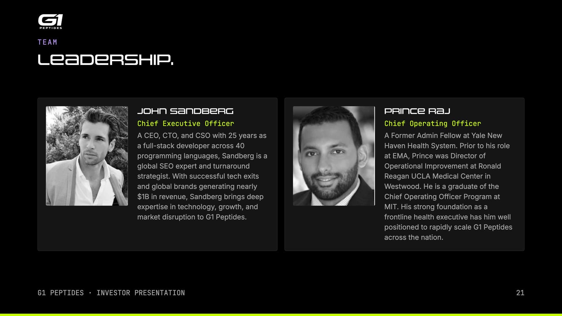 Leadership: John Sandberg and Prince Raj