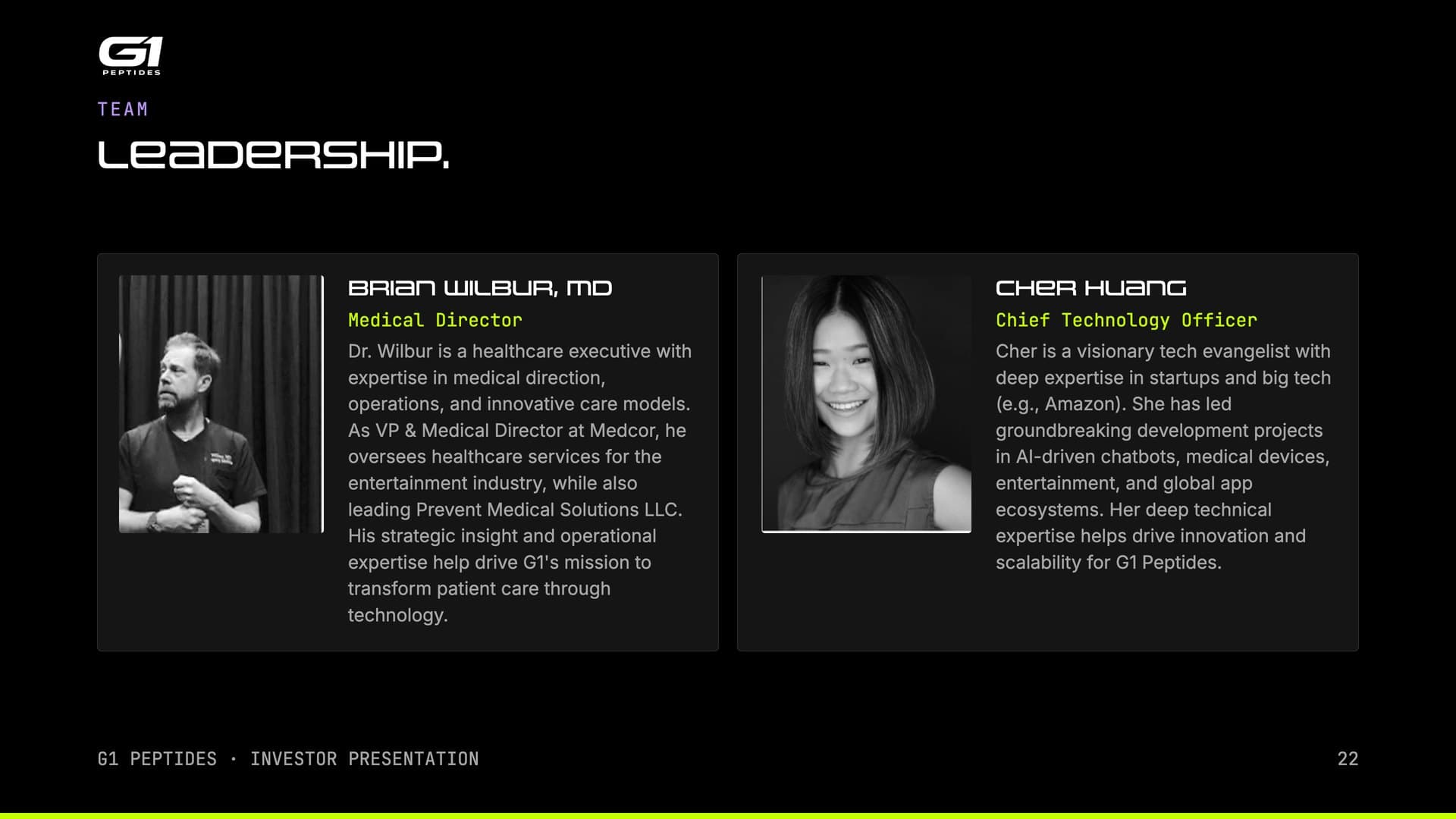 Leadership: Brian Wilbur, MD and Cher Huang
